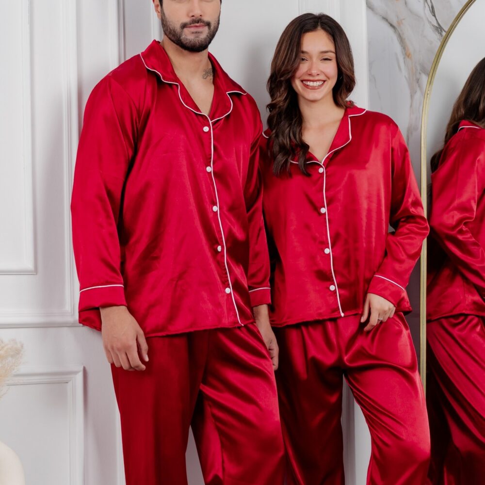 Pijamas de Parejas Manga Larga en Satin