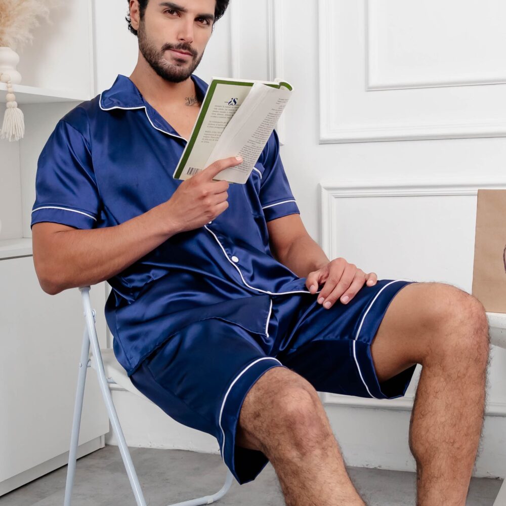 Pijama de caballero en satin c/ short - Modelo Frank short