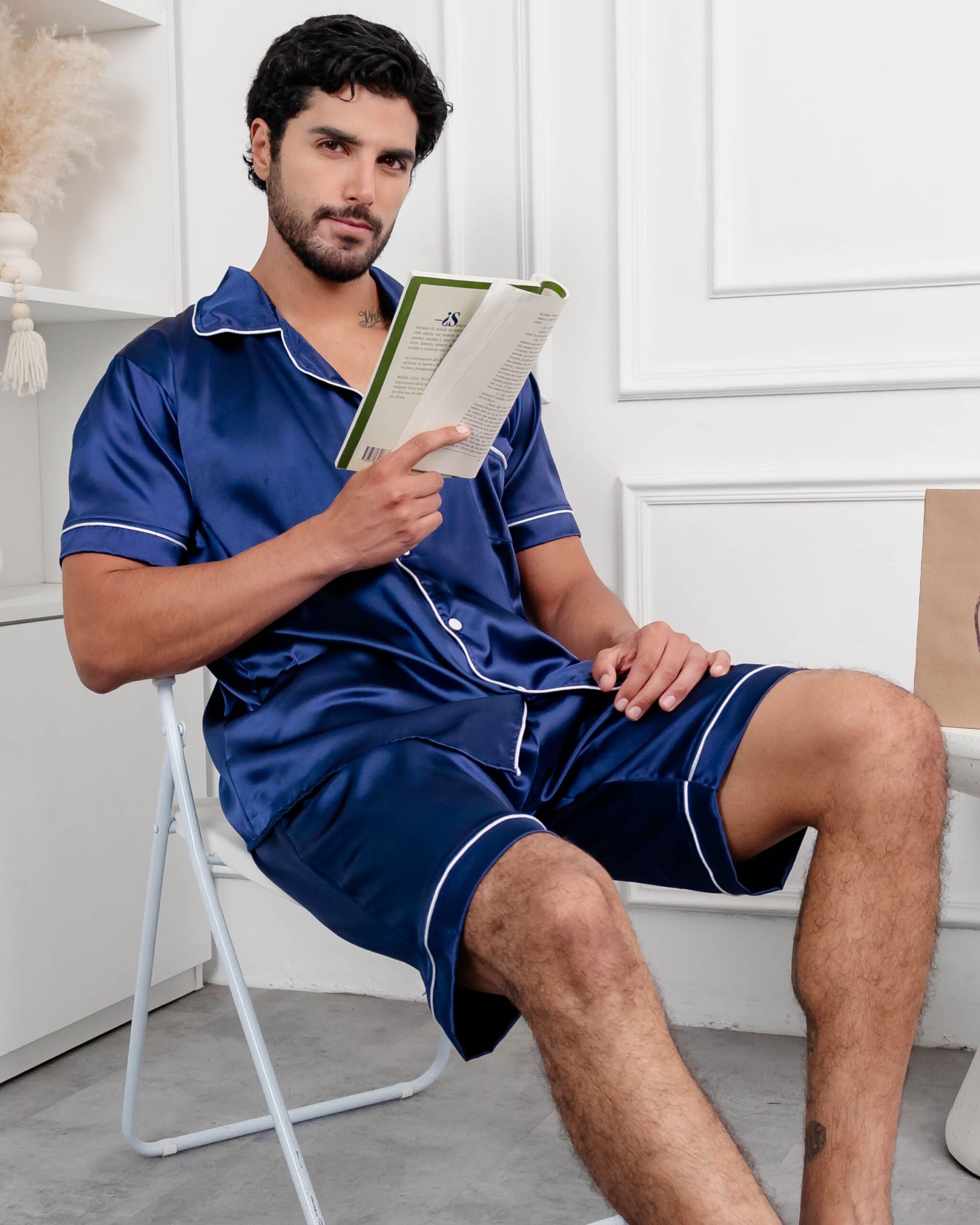 Pijama de caballero en satin c/ short - Modelo Frank short